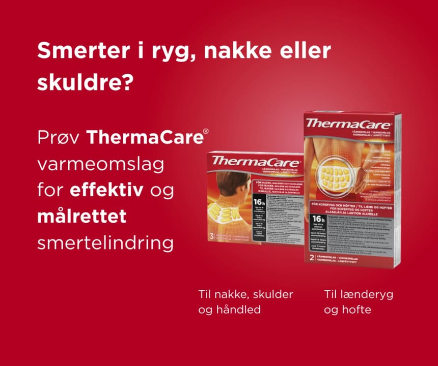 Ikast Apotek anbefaler ThermaCare til smertelindring i lænd, nakke og skuldre