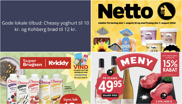 Gode lokale tilbud: Cheasy yoghurt til 10 kr. og Kohberg brød til 12 kr.