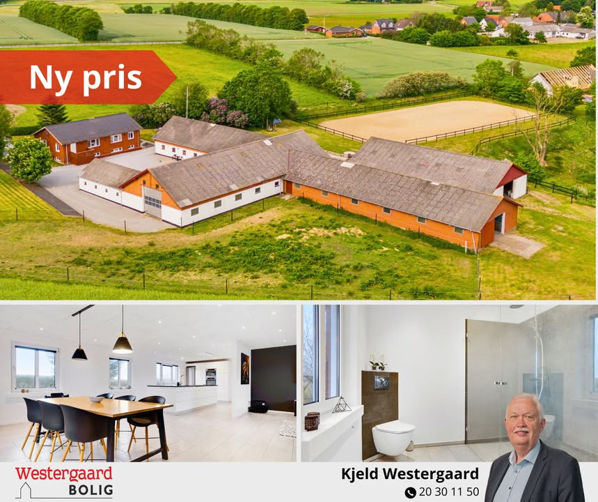 Westergaard Bolig præsenterer unik hesteejendom til ny pris