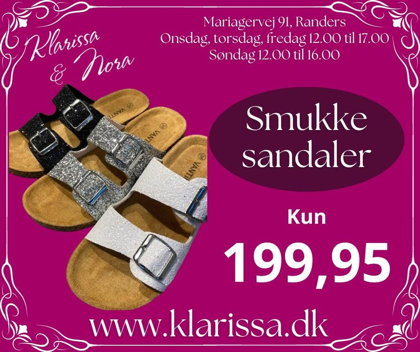 Nye glimtende sandaler nu tilgængelige hos Klarissa & Nora både online og i butikken