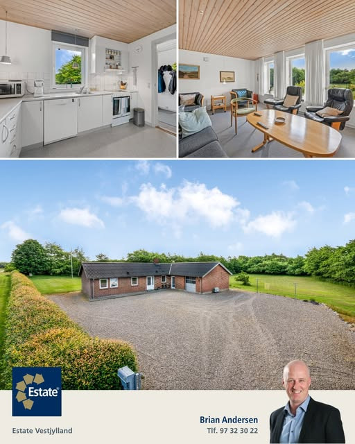 Landlig idyl med solceller: Velholdt ejendom nær Ringkøbing Fjord til salg hos Estate Vestjylland