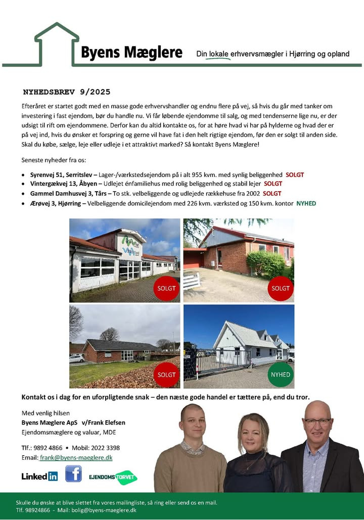 Faldende renter øger efterspørgslen på fast ejendom hos Byens Mæglere i Hjørring