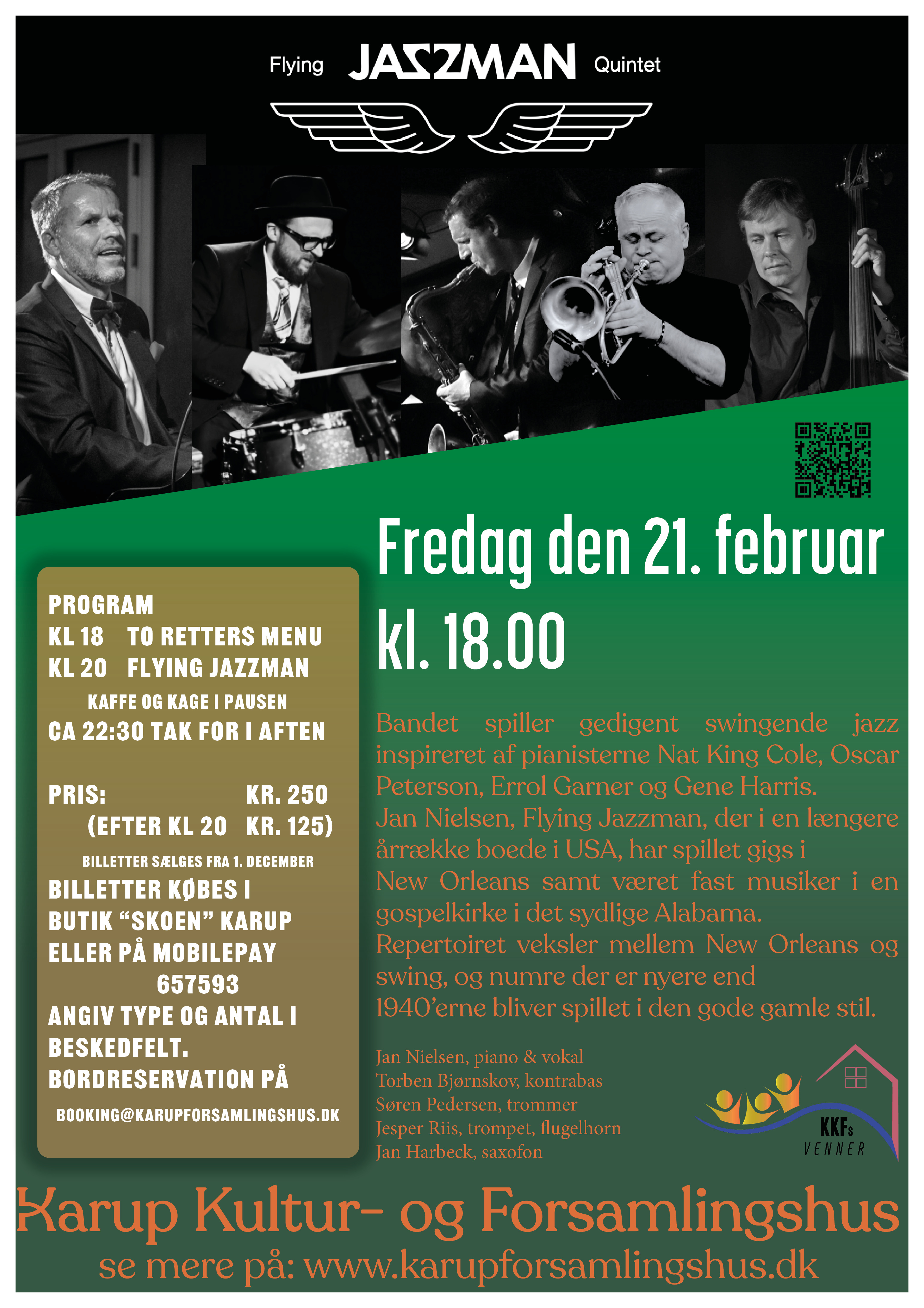 Jazz og middag med Flying Jazzman Quintet i Karup