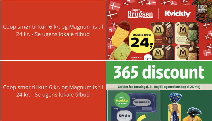 Coop smør til kun 6 kr. og Magnum is til 24 kr. - Se ugens lokale tilbud