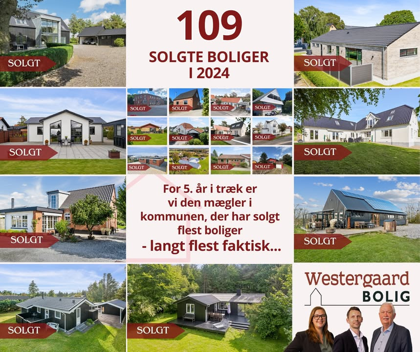 Westergaard Bolig er kommunens bedste sælgende mægler med 109 solgte boliger i 2024