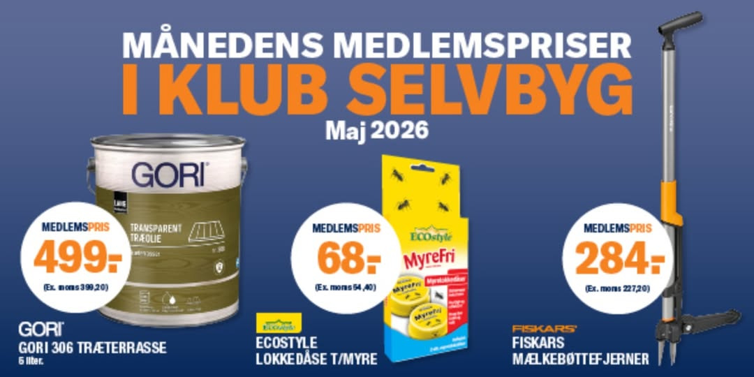 Stark Hobro præsenterer maj medlemspriser for Klub Selvbyg