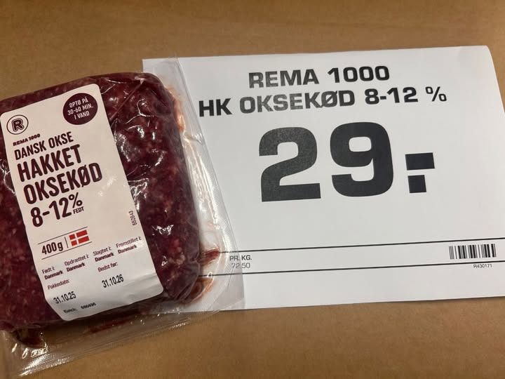 Rema 1000 Hjørring på Hestkærvej tilbyder hakket oksekød til aftensmaden