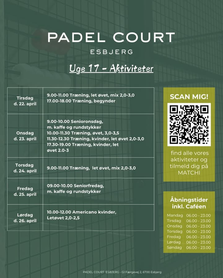 Padel Court Esbjerg inviterer til ny padeluge for hele familien