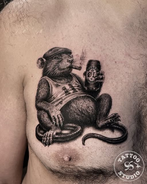 Tattoo Studio 96 Aalborg viser karakterfuldt rottetattoo af Alexy