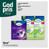 Herning Løve Apotek tilbyder Tena inkontinensbind til nedsat pris indtil 23. april