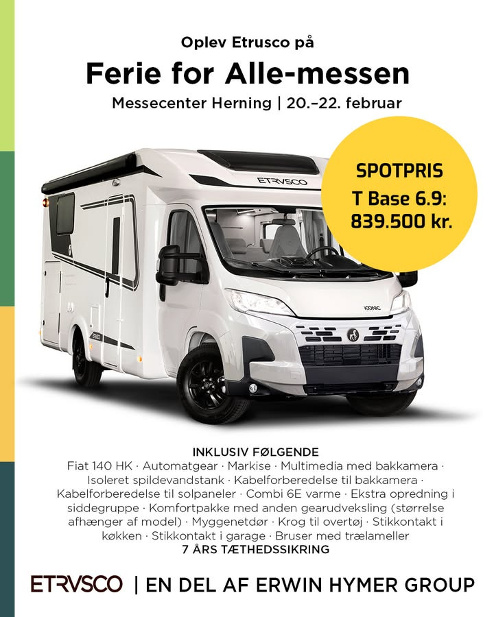 Hinshøj Carvan inviterer til Ferie for Alle i Herning med messepris på T Base 6.9