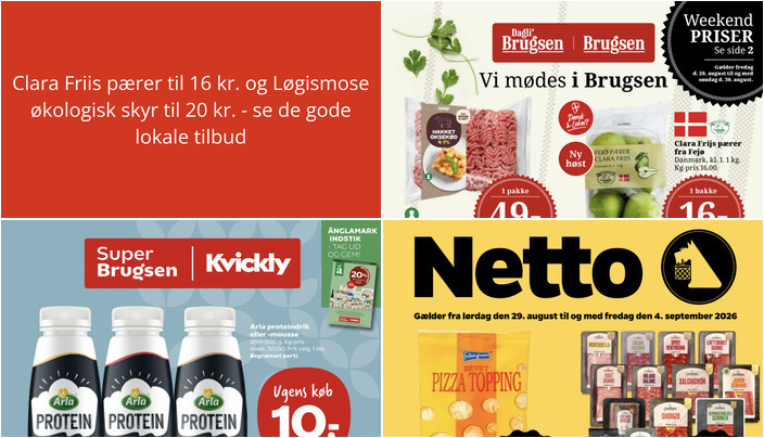 Clara Friis pærer til 16 kr. og Løgismose økologisk skyr til 20 kr. - se de gode lokale tilbud