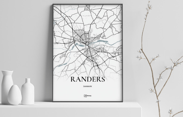 Plakat med Randers bykort