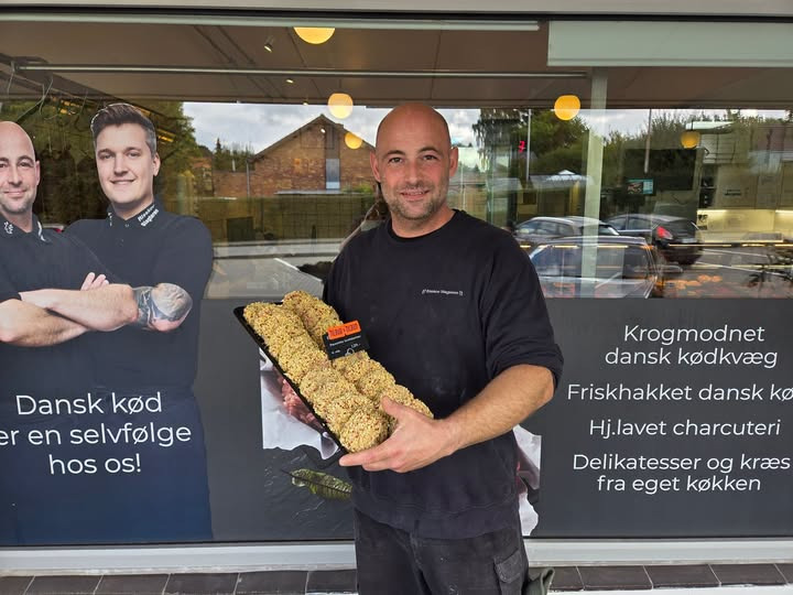 RISSKOV SLAGTEREN tilbyder 4 panerede krebinetter til 129 kr.