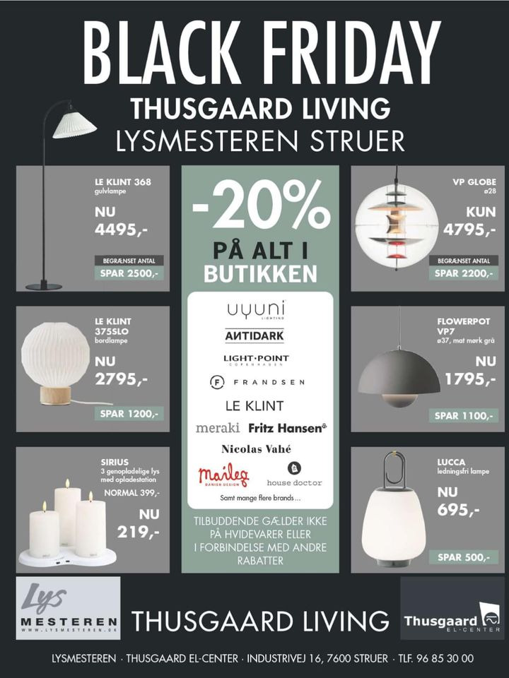 Black Friday-tilbud fra Thusgaard Living: Spar stort på designlamper og interiør