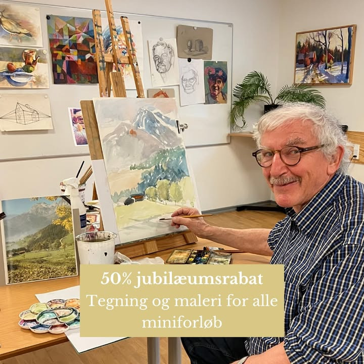 Fokus Folkeoplysning fejrer 50 års jubilæum med 50% rabat på tegne- og maleriforløb