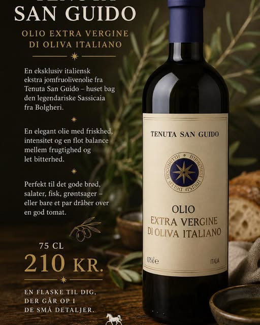 Den Hvide Hest Kolding har fået eksklusiv italiensk ekstra jomfruolivenolie fra Tenuta San Guido