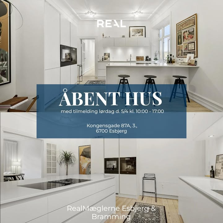 RealMæglerne Esbjerg og Bramming inviterer til åbent hus i unik herskabslejlighed på Kongensgade