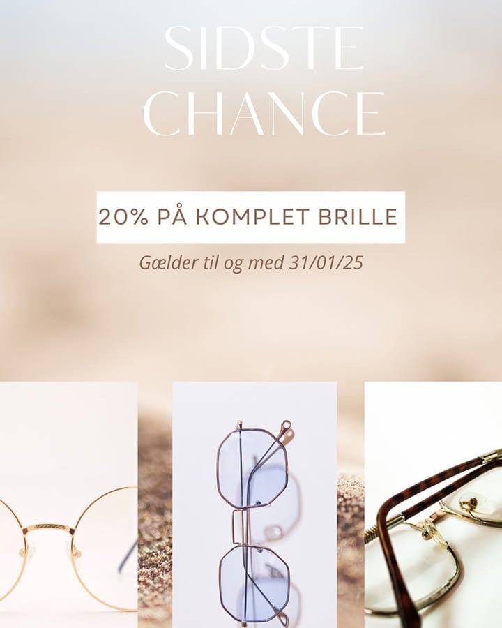Sidste chance for 20% rabat på briller hos NYT SYN Kirkegade inden 31. januar 2025