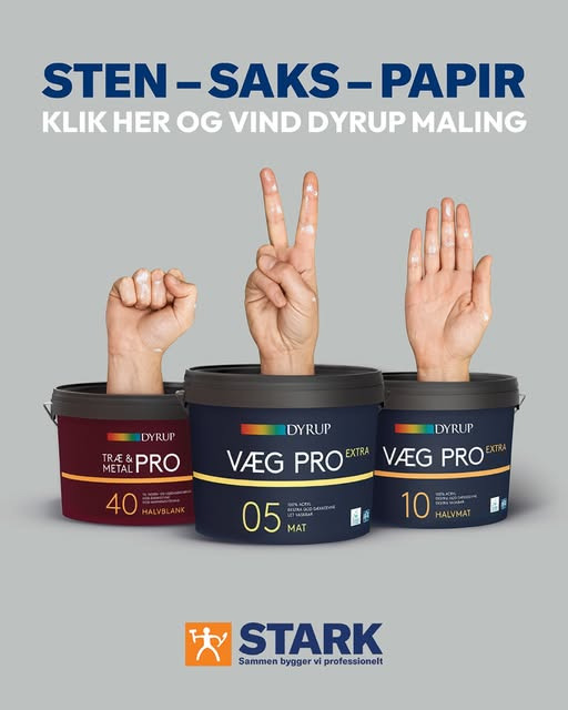 STARK Hobro inviterer til mesterduel i sten, saks, papir med chance for at vinde Dyrup-maling