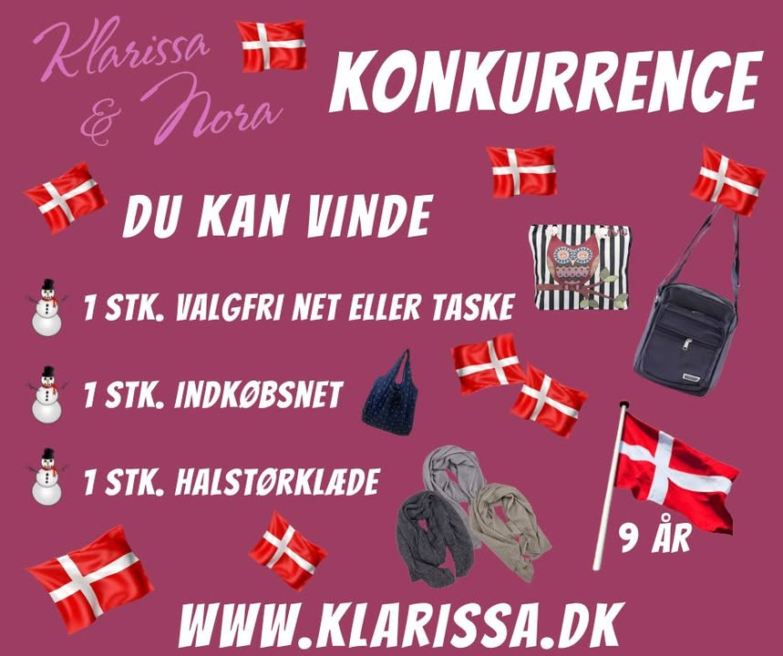 Klarissa & Nora inviterer til fødselsdagskonkurrence: Vind taske, net og halstørklæde