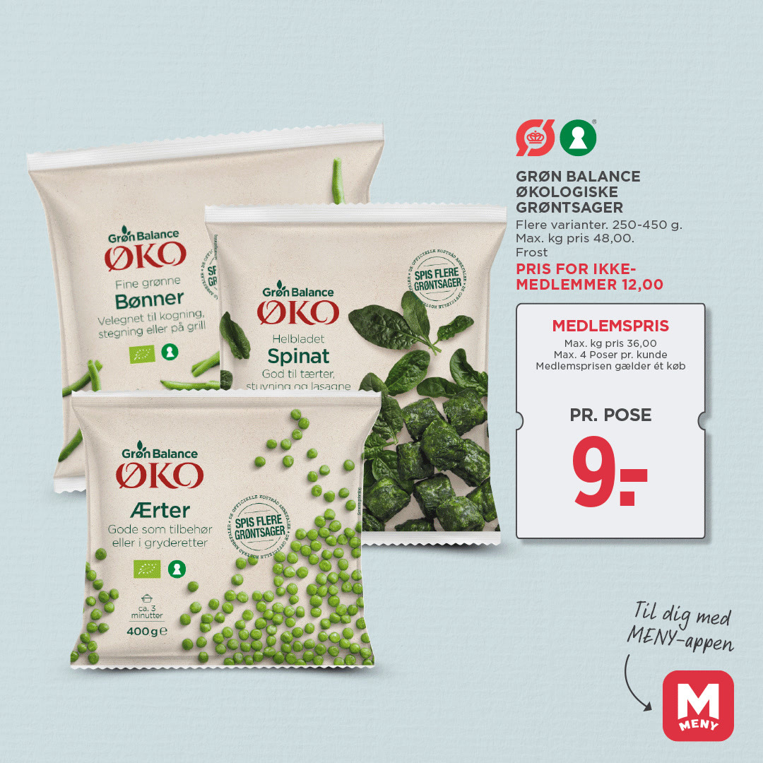 Meny Randers introducerer nye medlemspriser i MENY-appen: Spar på GØL-pølser og Grøn Balance øko-grøntsager