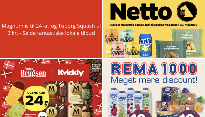 Magnum is til 24 kr. og Tuborg Squash til 3 kr. - Se de fantastiske lokale tilbud