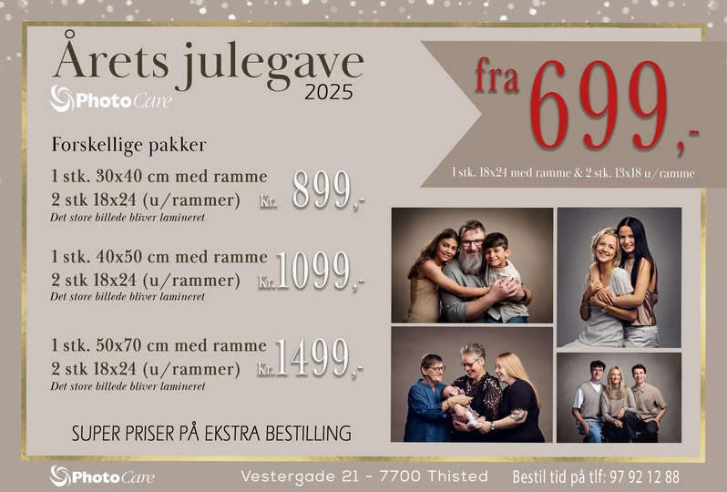 PhotoCare Thisted opfordrer til at booke julefotografering nu for uforglemmelige minder