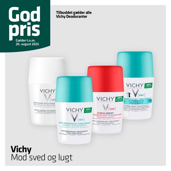 Ikast Apotek tilbyder gode priser på Vichy deodoranter i sommervarmen