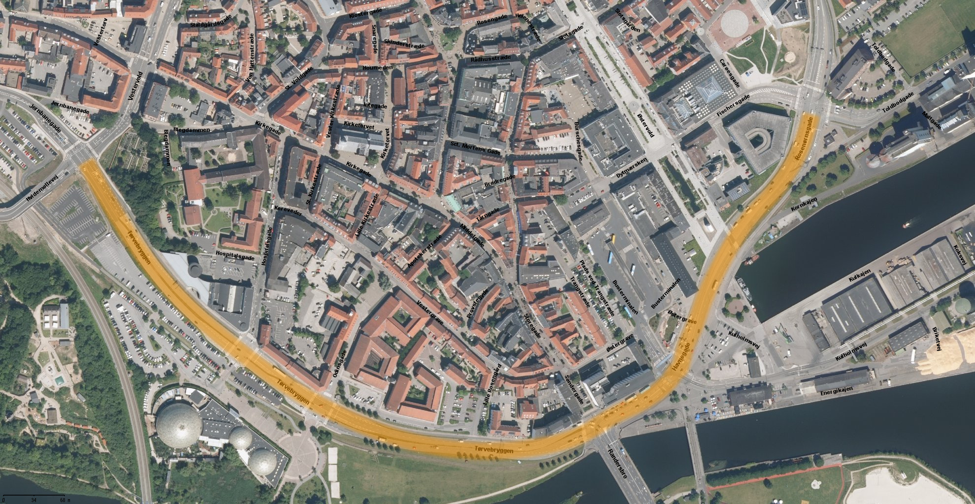 Tørvebryggen, Havnegade og Rosenørnsgade får ny asfalt