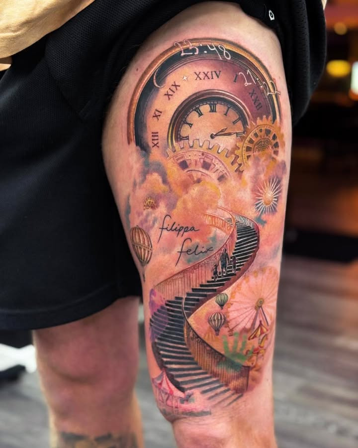 Mesterligt tatoveringsdesign fra Michelle hos Mr. & Mrs. Tattoo fanger essensen af et livs rejse