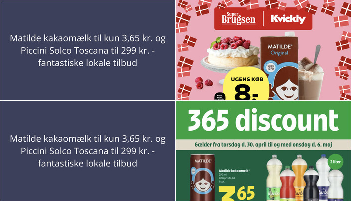 Matilde kakaomælk til kun 3,65 kr. og Piccini Solco Toscana til 299 kr. - fantastiske lokale tilbud