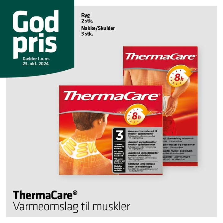 Vejlby Apotek tilbyder ThermaCare varmeomslag til god pris indtil 23. oktober