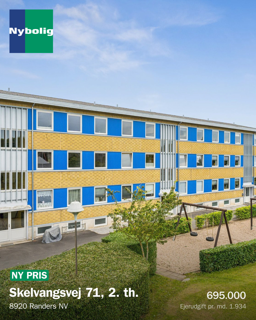 Nybolig Bjørn & Ankersen sætter prisen ned med 695.000 kr. på lys lejlighed med god udsigt