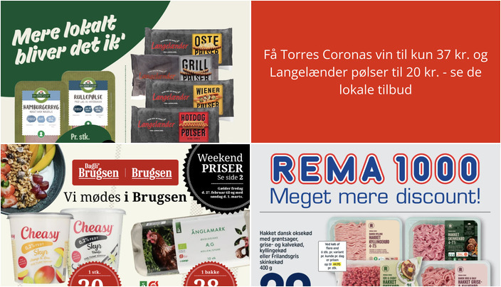 Få Torres Coronas vin til kun 37 kr. og Langelænder pølser til 20 kr. - se de lokale tilbud