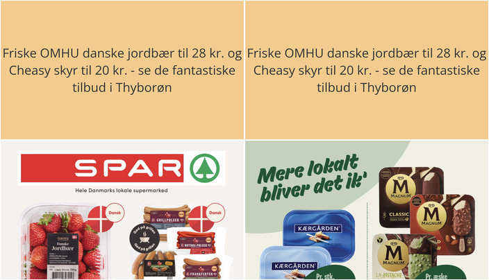 Friske OMHU danske jordbær til 28 kr. og Cheasy skyr til 20 kr. - se de fantastiske tilbud i Thyborøn