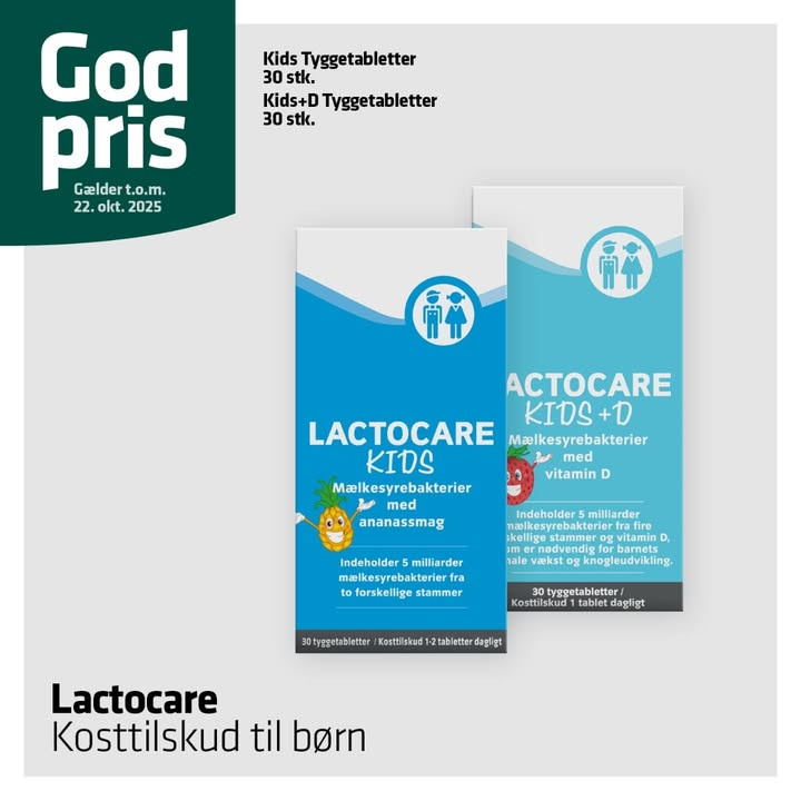 Herning Løve Apotek tilbyder gode priser på Lactocare kosttilskud til børn