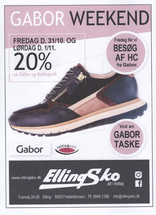 Elling Sko annoncerer Gabor weekend med rabatter og konkurrence
