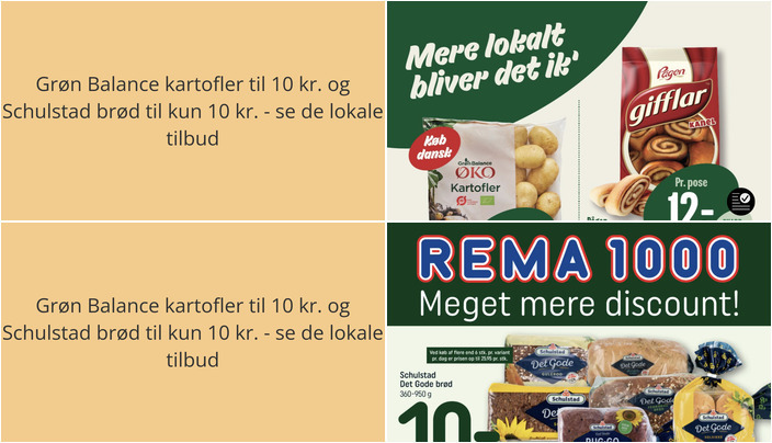 Grøn Balance kartofler til 10 kr. og Schulstad brød til kun 10 kr. - se de lokale tilbud