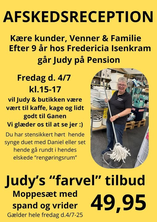 Fredericia Isenkram fejrer Judys pension med afskedsreception