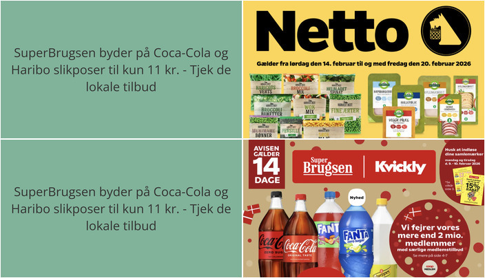 SuperBrugsen byder på Coca-Cola og Haribo slikposer til kun 11 kr. - Tjek de lokale tilbud