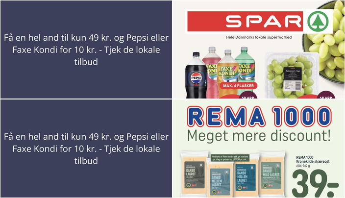 Få en hel and til kun 49 kr. og Pepsi eller Faxe Kondi for 10 kr. - Tjek de lokale tilbud