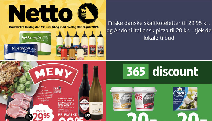 Friske danske skaftkoteletter til 29,95 kr. og Andoni italiensk pizza til 20 kr. - tjek de lokale tilbud