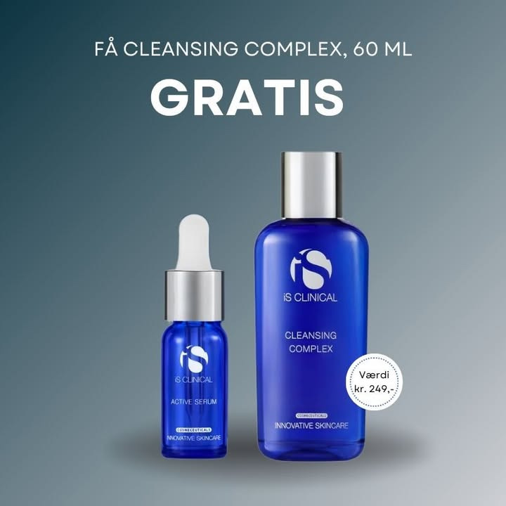 Få gratis Cleansing Complex ved køb af Active Serum hos Top Clinic