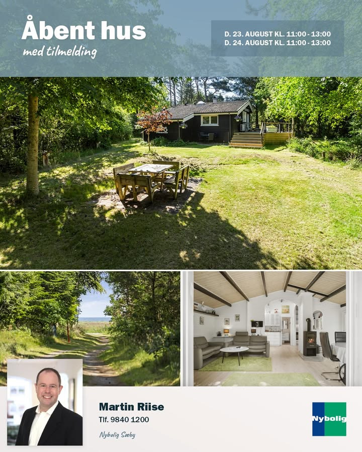 Nybolig Sæby A/S inviterer til åbent hus i naturskønt sommerhus ved skov og strand