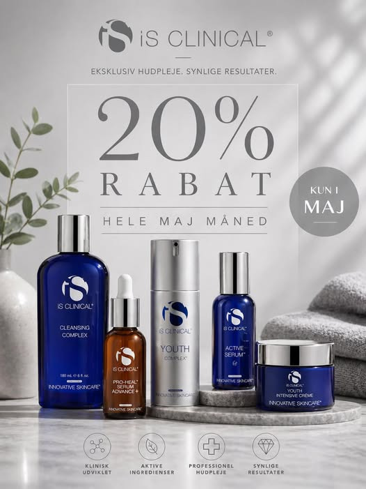 Frost Clinique tilbyder 20% rabat på IS Clinical produkter hele maj måned