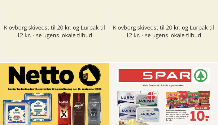 Klovborg skiveost til 20 kr. og Lurpak til 12 kr. - se ugens lokale tilbud