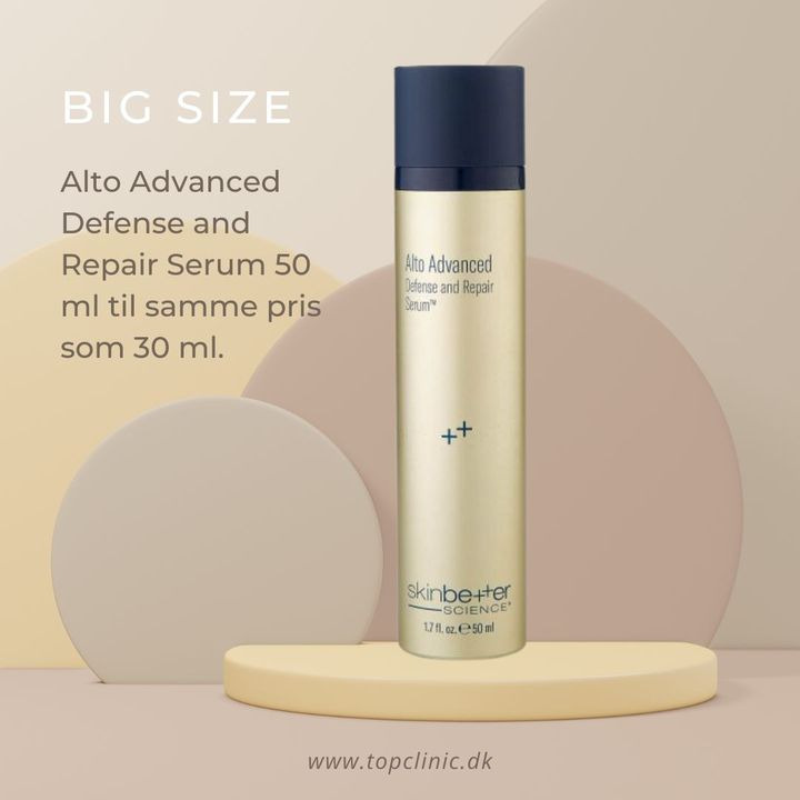 Top Clinic v/Else Møller Larsen tilbyder Alto Advanced Defense and Repair Serum i super size til samme pris som standard størrelse