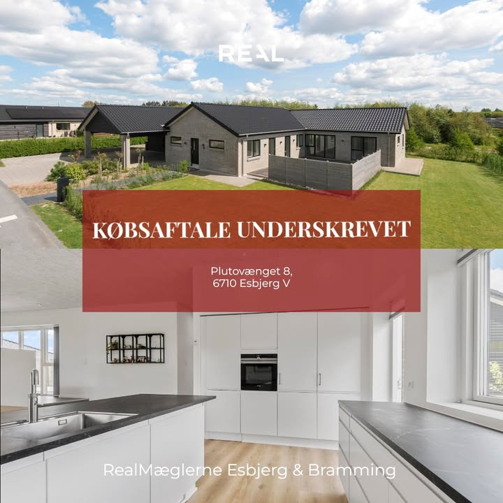 RealMæglerne Esbjerg og Bramming annoncerer salg af ejendom på Plutovænget 8 og tilbyder gratis salgsvurdering