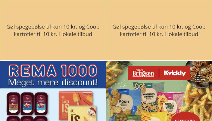 Gøl spegepølse til kun 10 kr. og Coop kartofler til 10 kr. i lokale tilbud